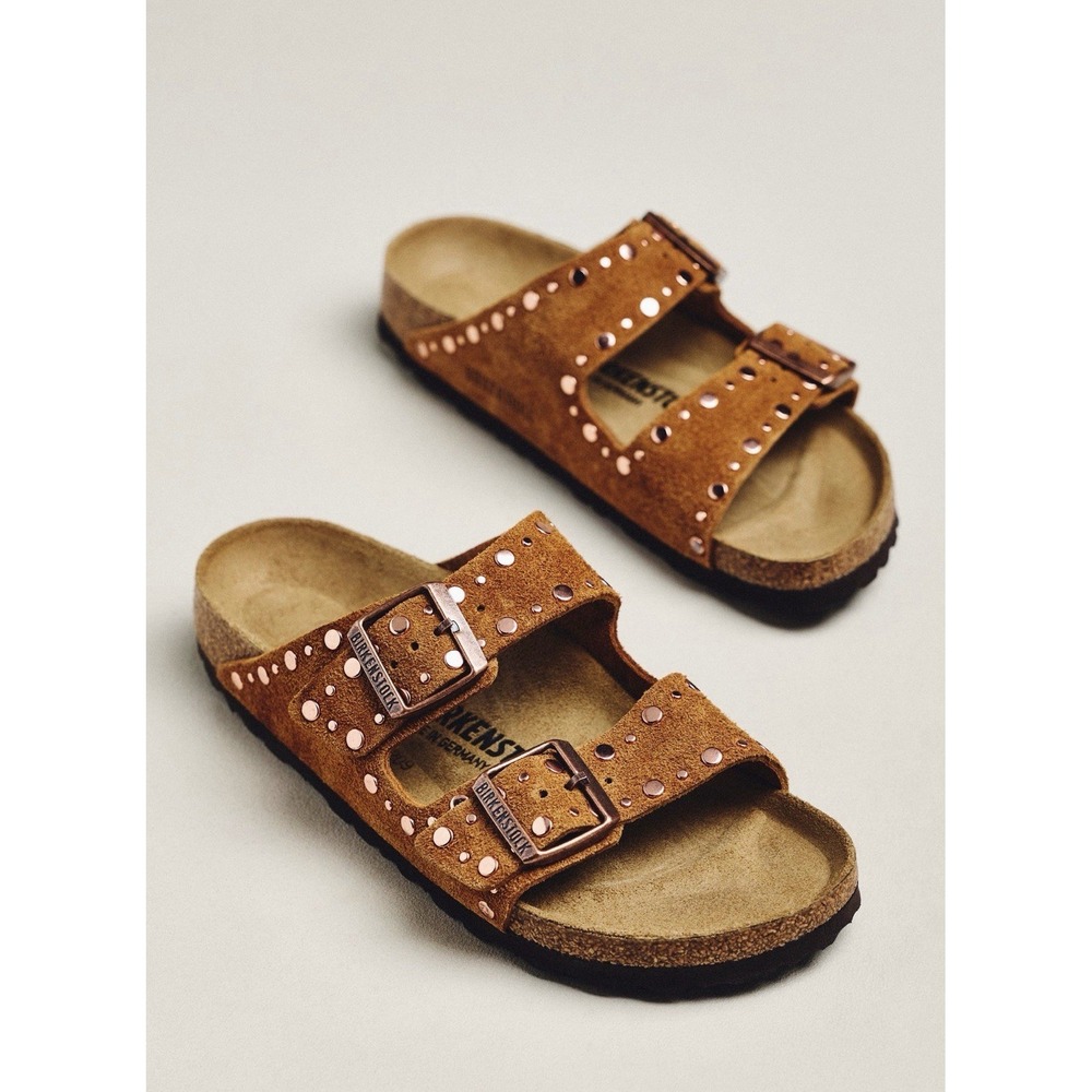 NEW Birkenstock Arizona Rivets Free People Sandals – Mink Size 38 / 7 7.5
